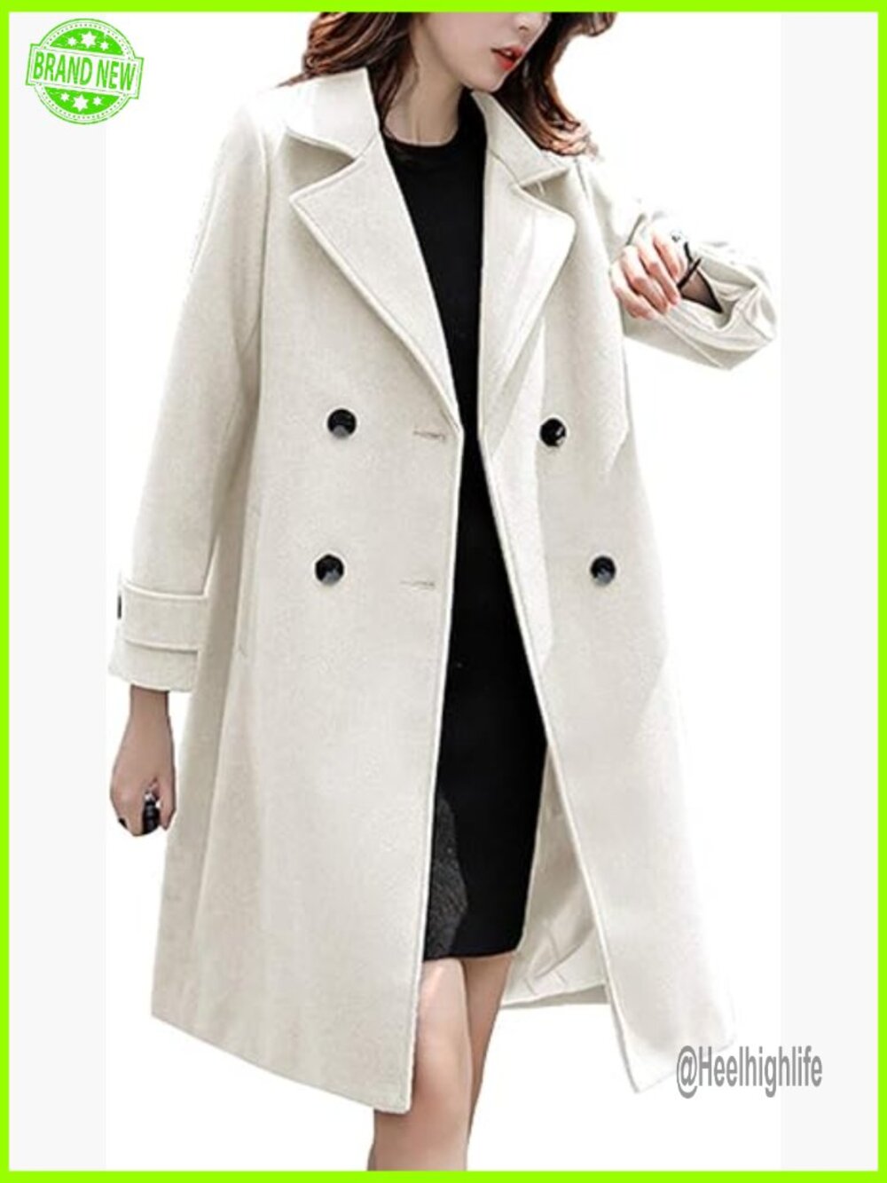 Double Breasted Wool Pea Coat Mid Long